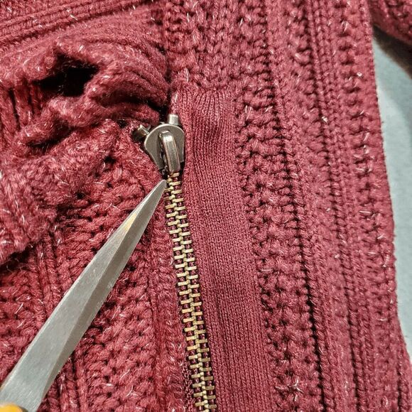 Harley Davidson Sweater Womens Large Red Shawl Collar Asymmetrical Zip Cardigan - Picture 2 of 10